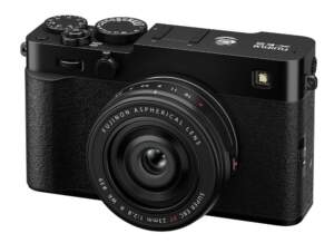 Nueva Fujifilm X-E5 vista frontal con lente XF 23mm f/2.8