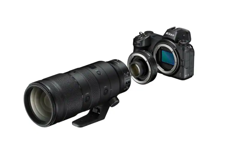 Teleconvertidor 2x para cámaras Nikon Z montado entre lente y cuerpo