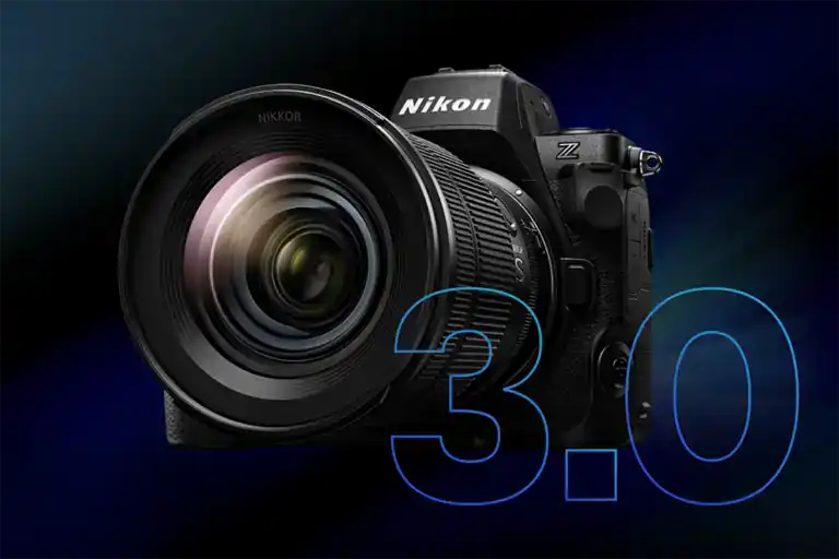 Nikon Z8 firmware v3.01: Pantalla menú Nikon Z8 mostrando instalación firmware v3.01 pixel shift