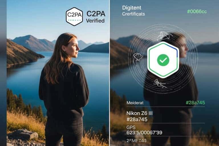 C2PA Content Credentials: credenciales de contenido c2pa interface verificación autenticidad digital fotografía metadatos criptográficos