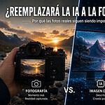 ¿La IA reemplaza a la fotografía? Comparación entre fotografía real y generación de imagen por IA en paisaje nocturno.